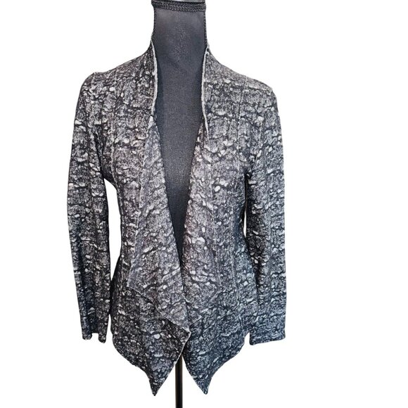 Eileen Fisher PS Black Wool Blend Asymmetrical Open Cardigan Casual Minimalist - Picture 2 of 10